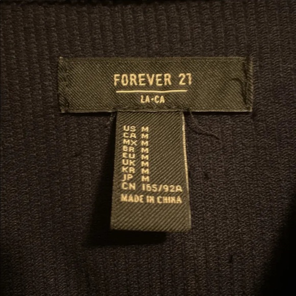 Forever 21 Navy Blue Corduroy Cropped Jacket - Picture 3 of 4